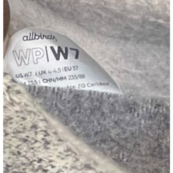 Womens Allbirds Wool Piper WP Everyday Sneakers Size W7 Gray White - Picture 6 of 6